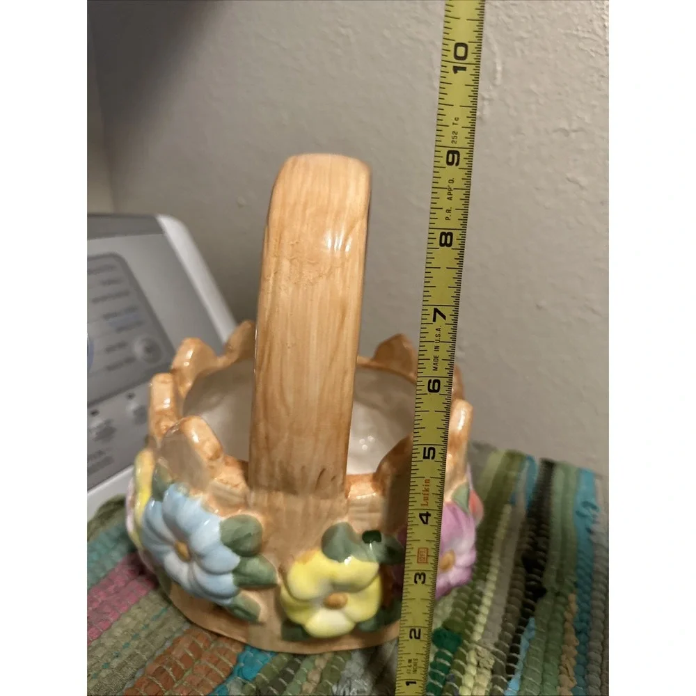 Teleflora Ceramic Picket‎ Fence Basket with Flowers Spring Easter Decor Pastels